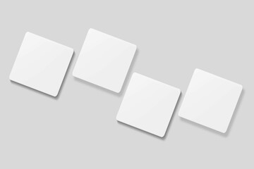 Blank square business card for mockup. 3D Render.
