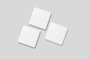 Blank square business card for mockup. 3D Render.
