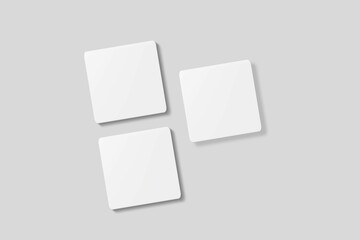 Blank square business card for mockup. 3D Render.
