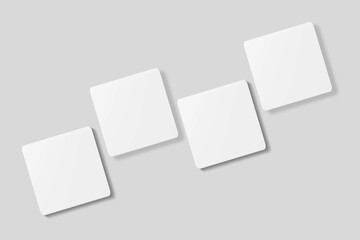 Blank square business card for mockup. 3D Render.
