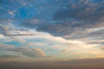 Beautiful clouds with blue sky background. Nature weather