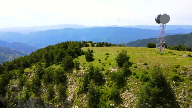 Aerial flyover above Les Gr&egrave;s d'Annot in the French Alps

