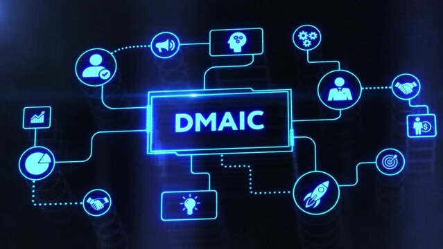DMAIC, Six Sigma. Define, Measure, Analyse, Improve, Control. Standard quality control and lean manufacturing concept.