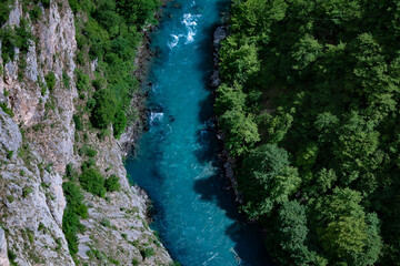 The Tara River, Montenegro. View from the Djurdzhevich bridge.
