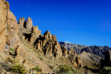 Panoramic landscape in Roques de Garcia, Tenerife, spectacular volcanic rock formations.
