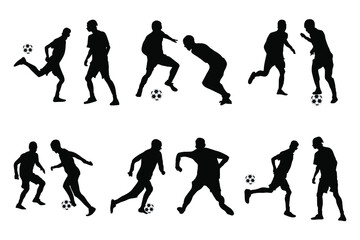Fototapeta na wymiar Set of football, soccer players, Football, soccer, players silhouette