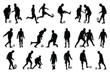 Set of football, soccer players, Football, soccer, players silhouette