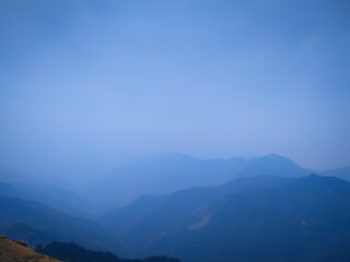 A beautiful view of fog over the mountains