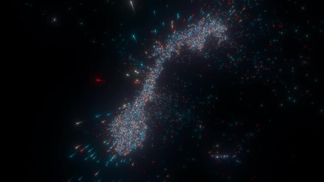 Abstract map of Norway. High quality 4k footage