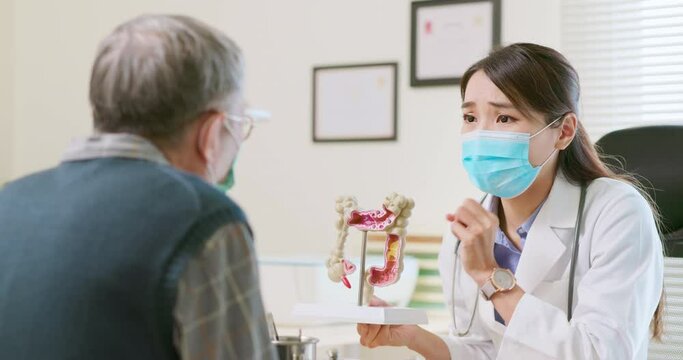 doctor show large intestine model