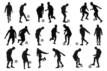 Set of football, soccer players, Football, soccer, players silhouette