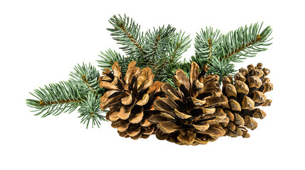 Brown pine cone on white background with clipping pass