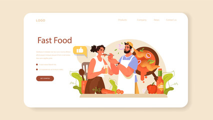 Chicken wings web banner or landing page. Fried wings cooking