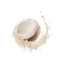coconut, noix de coco, eau, fruit, clapoter, aliment, frais, abattre, jus, isolé, éclaboussure, blanc, boire, liquide, sain, sucré   fraîcheur, vague, juteuse, bouillonner, vitamine, humide