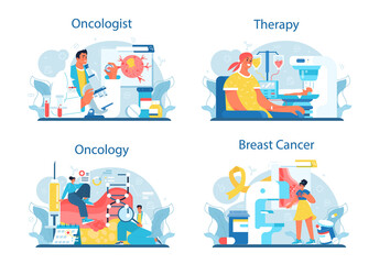 Professional oncologist set. Cancer disease modern diagnostic