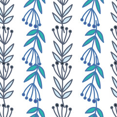 Simple forest berry seamless pattern. Hand drawn cute floral wallpaper.