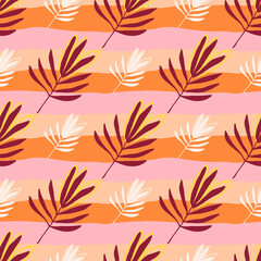 Tropical flowers seamless pattern. Tropical palm leaves wallpaper.