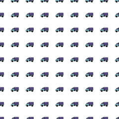 Cute truck car seamless pattern. Kids hand drawn automobile background. Transport wallpaper.