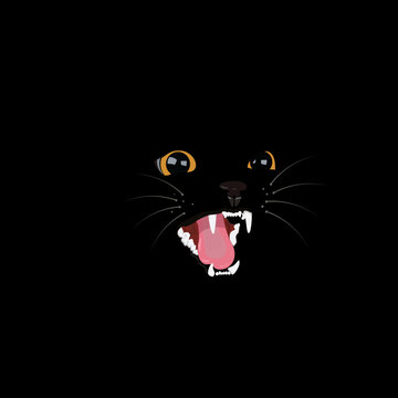 Best black cat face vector illustration on black background
