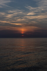 Sunset on the Black Sea, a beautiful horizon on the Bulgarian beach.
