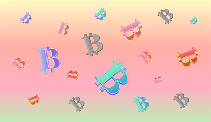 Naklejka na ściany i meble images of the bitcoin logo on a digital background. 3d illustrations.