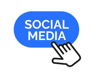 Social media - internet user is going to click and enter to social networking site, website and service. Vector illustration isolated on white.