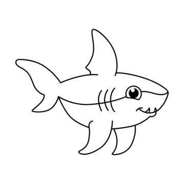 Cute shark cartoon coloring page illustration vector. For kids coloring book.