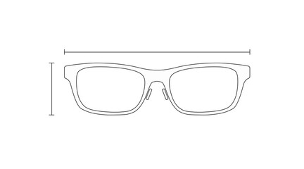 Fototapeta premium Vector Isolated Illustration of a black Glasses frame with measures on a white background