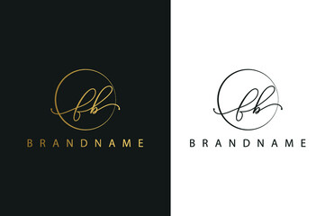 F B FB hand drawn logo of initial signature, fashion, jewelry, photography, boutique, script, wedding, floral and botanical creative vector logo template for any company or business.