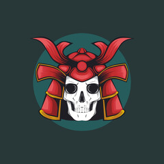 skull samurai with red helmet