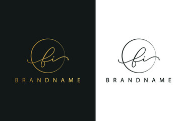 F I FI hand drawn logo of initial signature, fashion, jewelry, photography, boutique, script, wedding, floral and botanical creative vector logo template for any company or business.