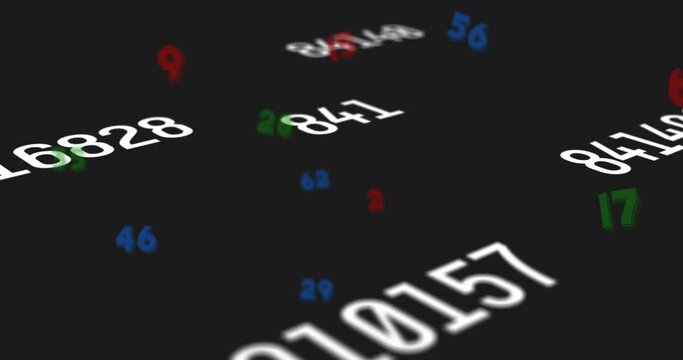 Animation of numbers processing over black background