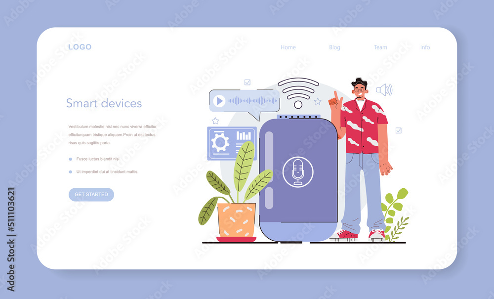 Poster internet of things development web banner or landing page