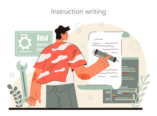 Technical writer concept. User manual tutorial writing. Guidebook