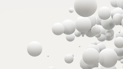 抽象的な白い背景。球、ボール、シャボン玉