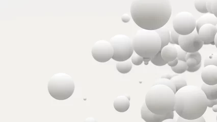 Fotobehang 抽象的な白い背景。球、ボール、シャボン玉 © comawari