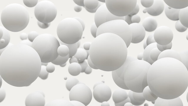 抽象的な白い背景。球、ボール、シャボン玉 © comawari