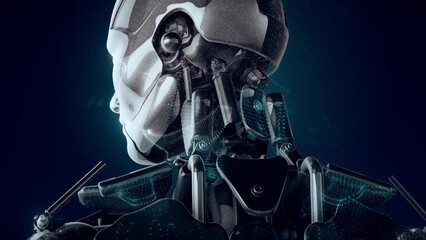 Futuristic Humanoid Cyborg Woman. High quality 4k footage - Powered by Adobe