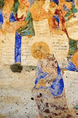 Frescoes in an orthodox monastery St. George the Victorious in Rajchica, Macedonia.