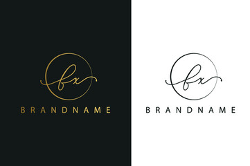 F X FX hand drawn logo of initial signature, fashion, jewelry, photography, boutique, script, wedding, floral and botanical creative vector logo template for any company or business.