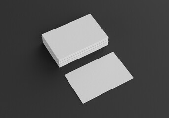 Business card mockup, template for branding identity on a black background for graphic designers presentations and portfolios. 3D rendering.