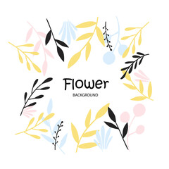 Floral herbal round template. For social media posts, cards, invitations, banner design.