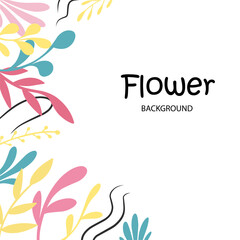 Floral summer square template for text. For social media posts, cards, invitations, banner design