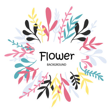 Floral round summer template For social media posts, cards, invitations, banner design.