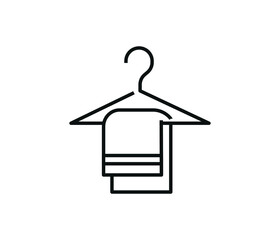 Towel on hanger line icon, bathroom concept, beauty salon cotton textile sign on white background, Bath towel icon for mobile concept and web design. Vector graphics.
