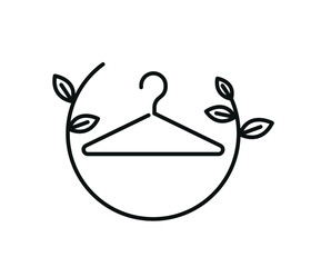 sustainable textiles.Vector Logo, badge for eco-friendly manufacturing. Symbol of the natural and quality clothes. Recycling clothes. Conscious fashion. Ethical and eco Sustainable Materials.