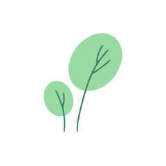 Organic shape of green plant, tree. Modern trendy icon of plant, foliage. Flat natural vector illustration with floral for advertisement, promotion