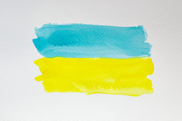 watercolor flag of ukraine. War to Ukraine watercolor illustration.