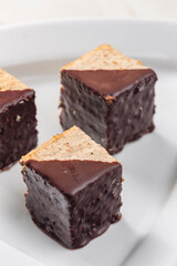 nutty sponge cakes with chocolate coating