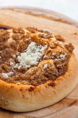 a nut pie on the  wooden board